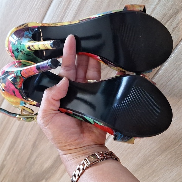 Steve Madden Marlenee Multicolor Patent Open Toe Ankle Strap Heels 6.5 - Picture 7 of 10